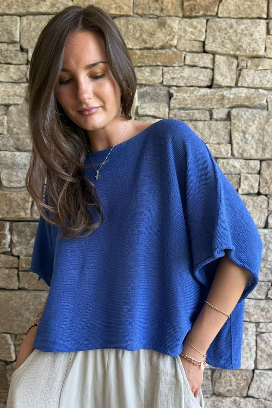 Conrad Box Cotton Knit Malibu Blue